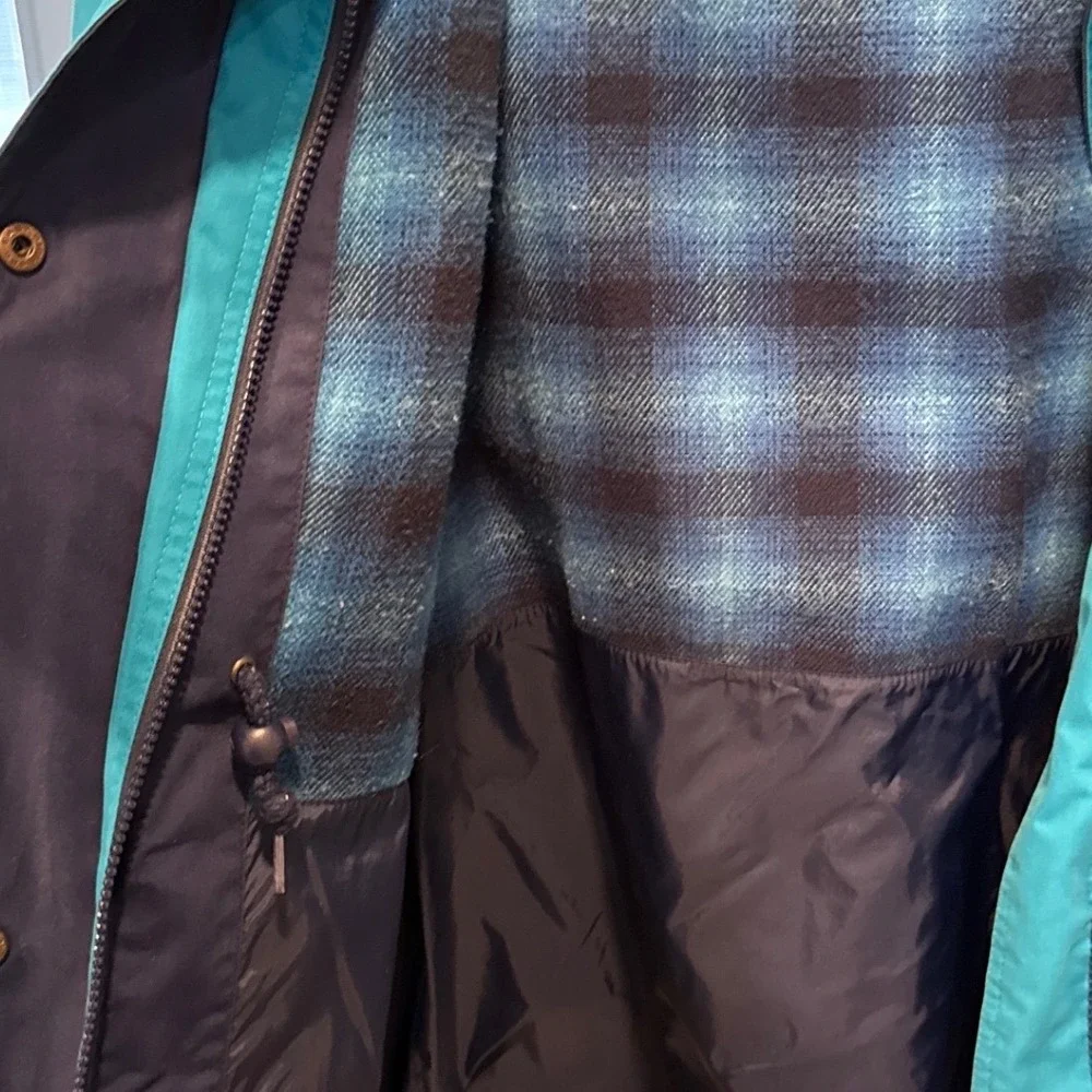 Vintage 90s Pacific Trail Women's Trench Jacket Coat Teal‎ Size M Fleece Lined